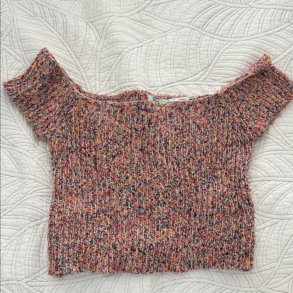 Kimchi Blue Colorful Off-Shoulder Sweater